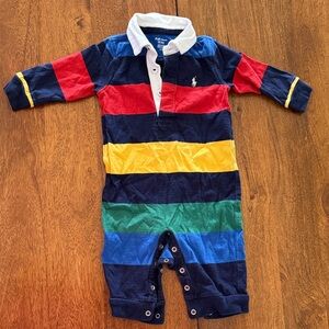 Ralph Lauren Baby Rugby Stripe Romper 6mos